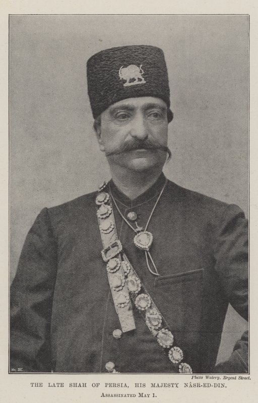 Den avdøde sjahen av Persia, Hans Majestet Nasr-ed-Din, myrdet 1. mai av English Photographer