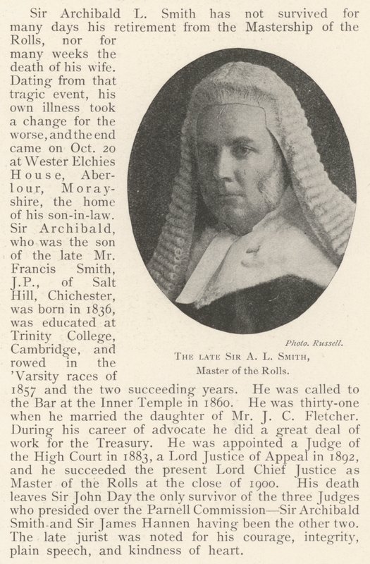 Avdøde Sir A L Smith, Master of the Rolls av English Photographer