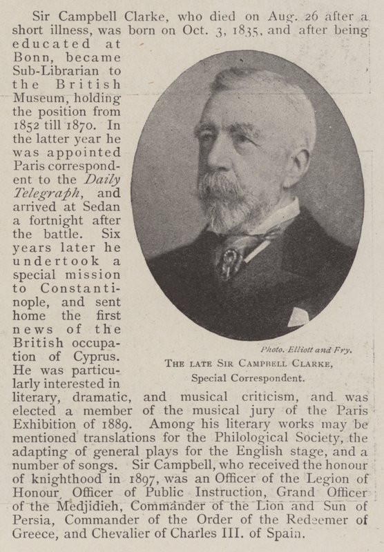 Avdøde Sir Campbell Clarke, spesialkorrespondent av English Photographer