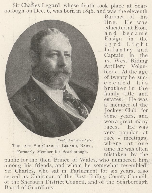 Avdøde Sir Charles Legard, Baronet, tidligere medlem for Scarborough av English Photographer