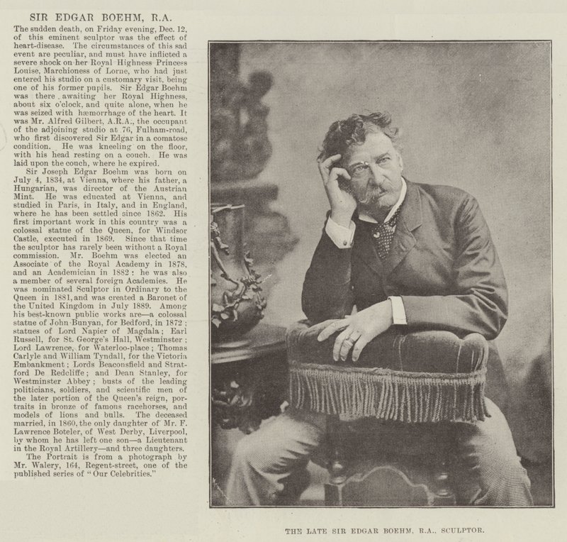 Avdøde Sir Edgar Boehm, RA, skulptør av English Photographer