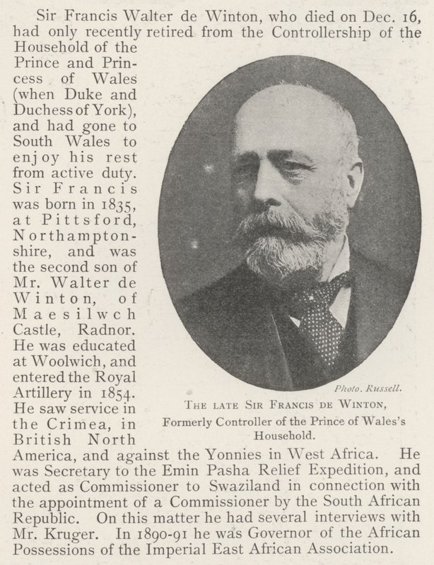 Avdøde Sir Francis de Winton, tidligere kontrollør av Prince of Wales Household av English Photographer