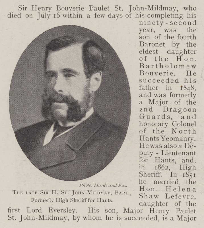 Avdøde Sir H St John-Mildmay, Baronet, tidligere høy sheriff for Hants av English Photographer