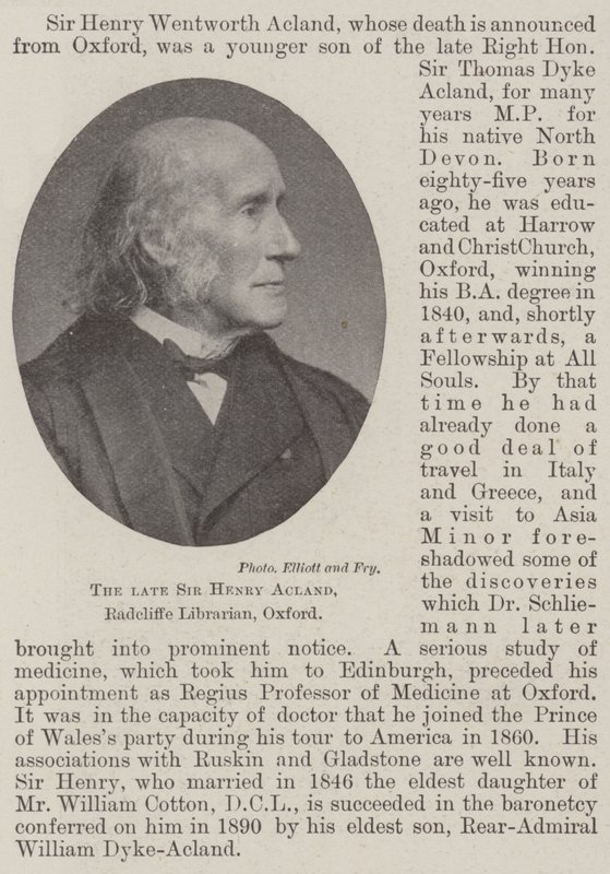 Avdøde Sir Henry Acland, Radcliffe Librarian, Oxford av English Photographer