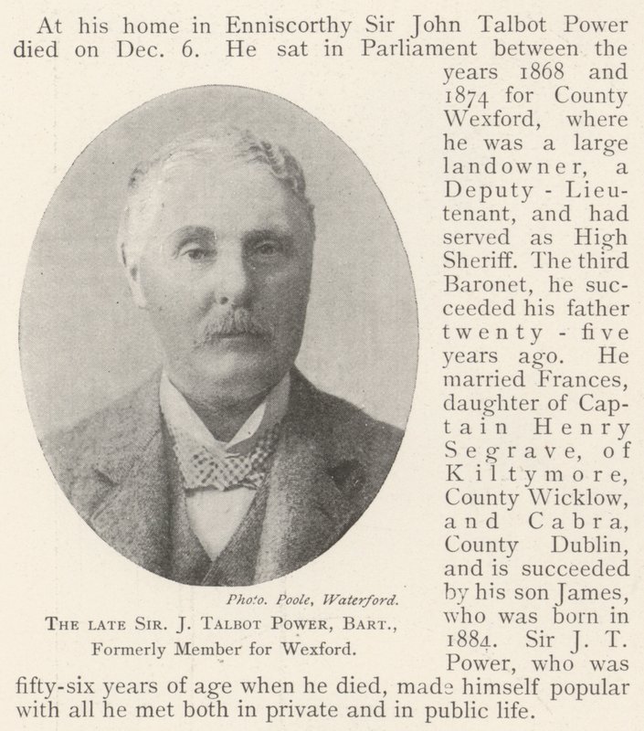 Avdøde Sir J Talbot Power, Baronet, tidligere medlem for Wexford av English Photographer