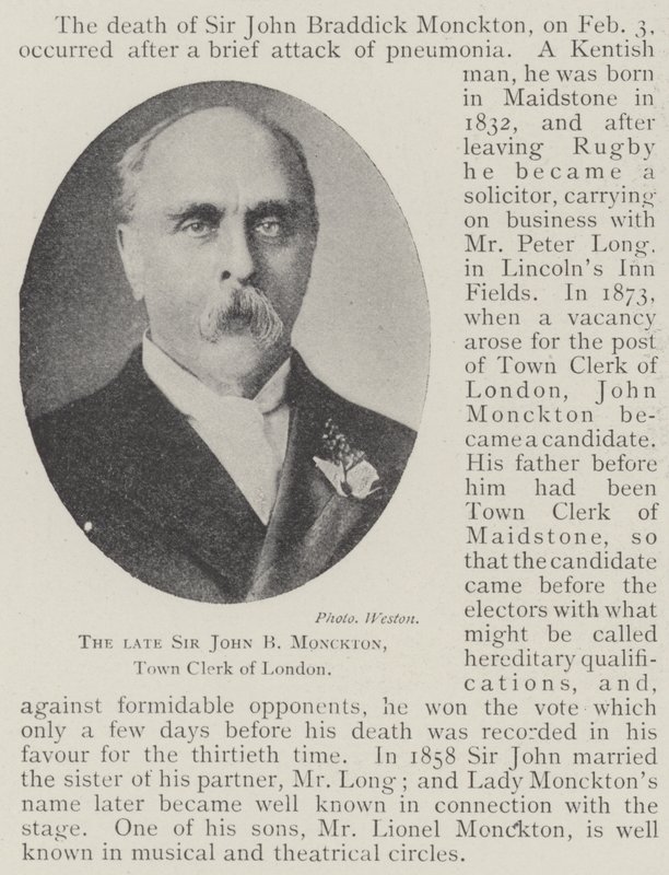 Avdøde Sir John B Monckton, Town Clerk of London av English Photographer