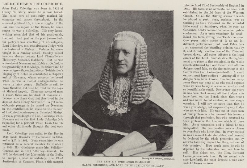 Avdøde Sir John Duke Coleridge, Baron Coleridge og Lord Chief Justice of England av English Photographer