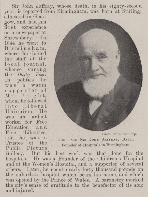 Avdøde Sir John Jaffray, Baronet, grunnlegger av sykehus i Birmingham av English Photographer