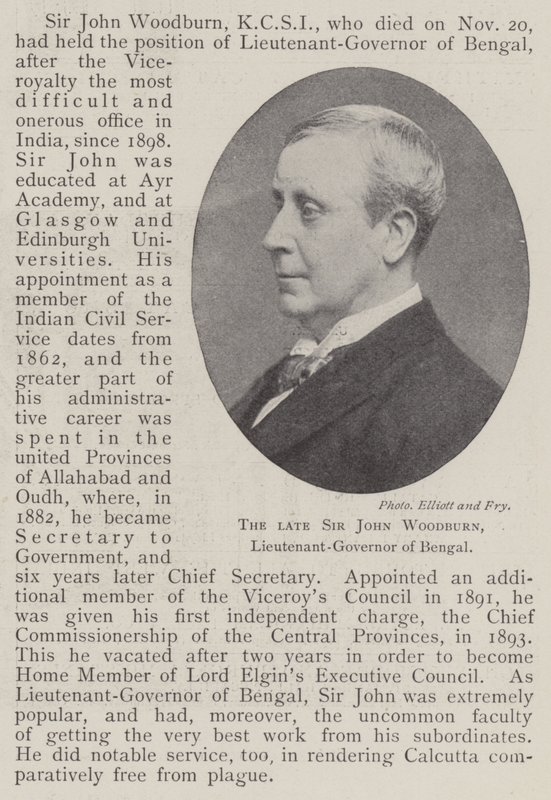 Avdøde Sir John Woodburn, løytnant-guvernør i Bengal av English Photographer