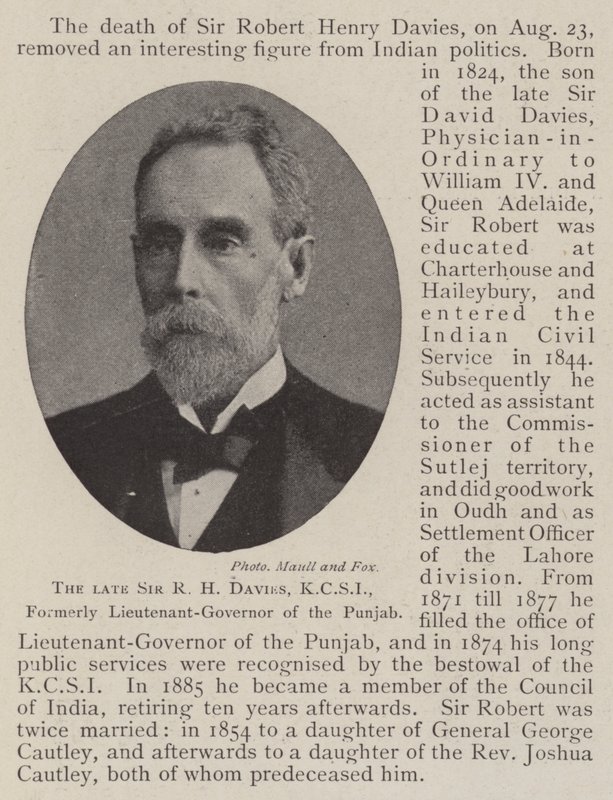 Avdøde Sir RH Davies, KCSI, tidligere generalløytnant i Punjab av English Photographer