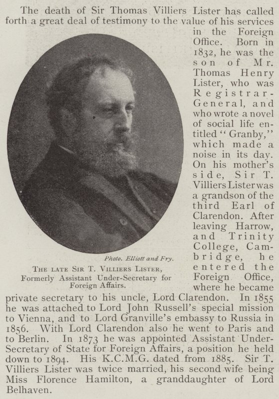 Avdøde Sir T Villiers Lister, tidligere assisterende undersekretær for utenrikssaker av English Photographer
