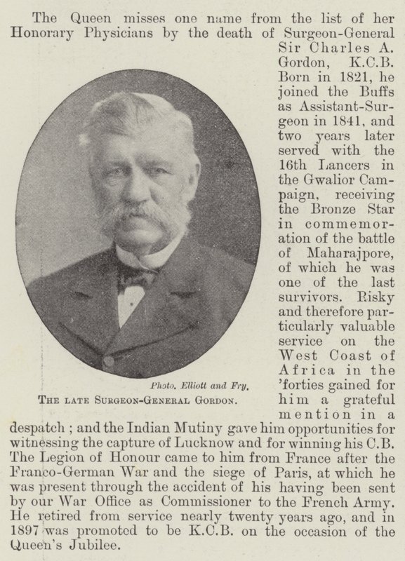Avdøde kirurg-general Gordon av English Photographer