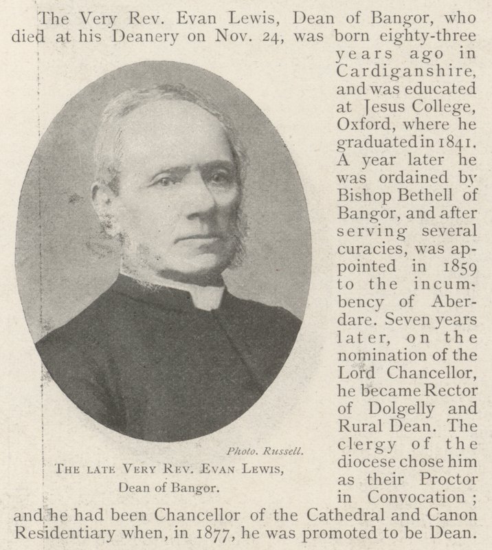 Avdøde Very Reverend Evan Lewis, dekan av Bangor av English Photographer