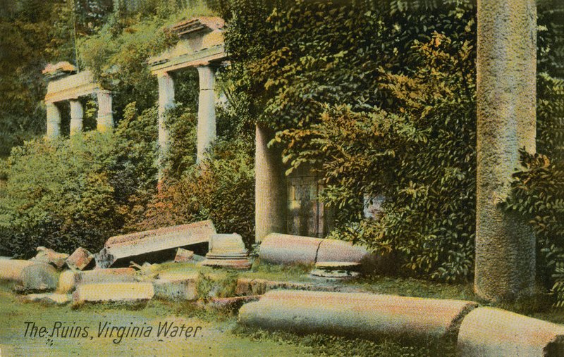 Ruinene ved Virginia Water ved Windsor Great Park, England. Postkort sendt i 1913. av English Photographer