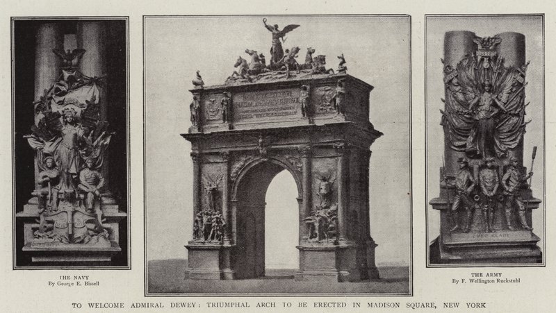 For å ønske Admiral Dewey velkommen, Triumfbuen som skal reises på Madison Square, New York av English Photographer