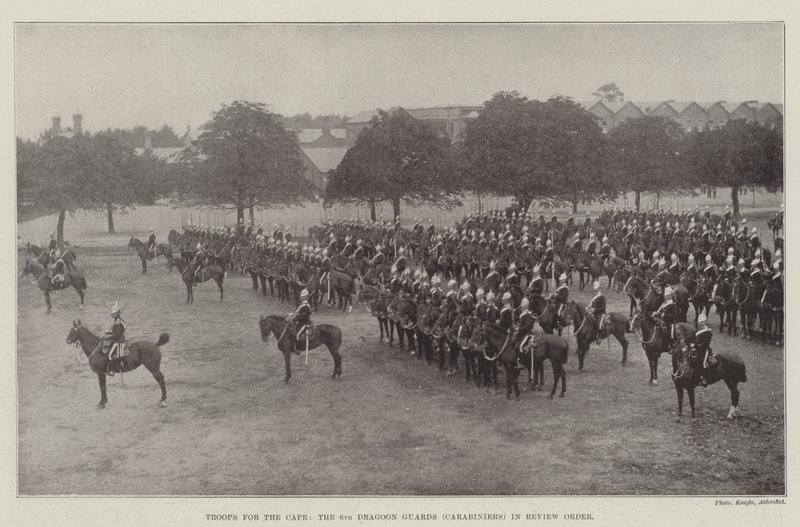 Tropper for Kapp, 6. Dragoon Guards (Carabiniers) i gjennomgangsrekkefølge av English Photographer