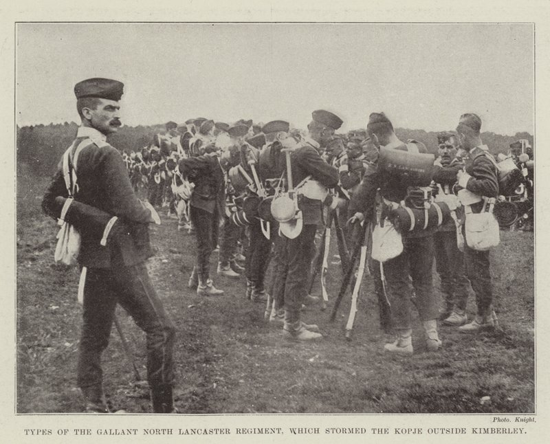 Typer av Gallant North Lancaster Regiment, som stormet Kopje utenfor Kimberley av English Photographer