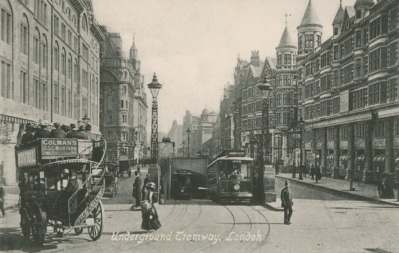 Underjordisk trikk, Southampton Row, London av English Photographer