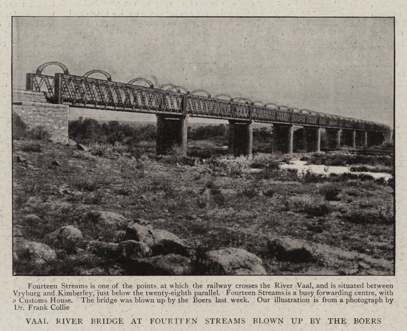 Vaal River Bridge ved fjorten bekker sprengt av boerne av English Photographer