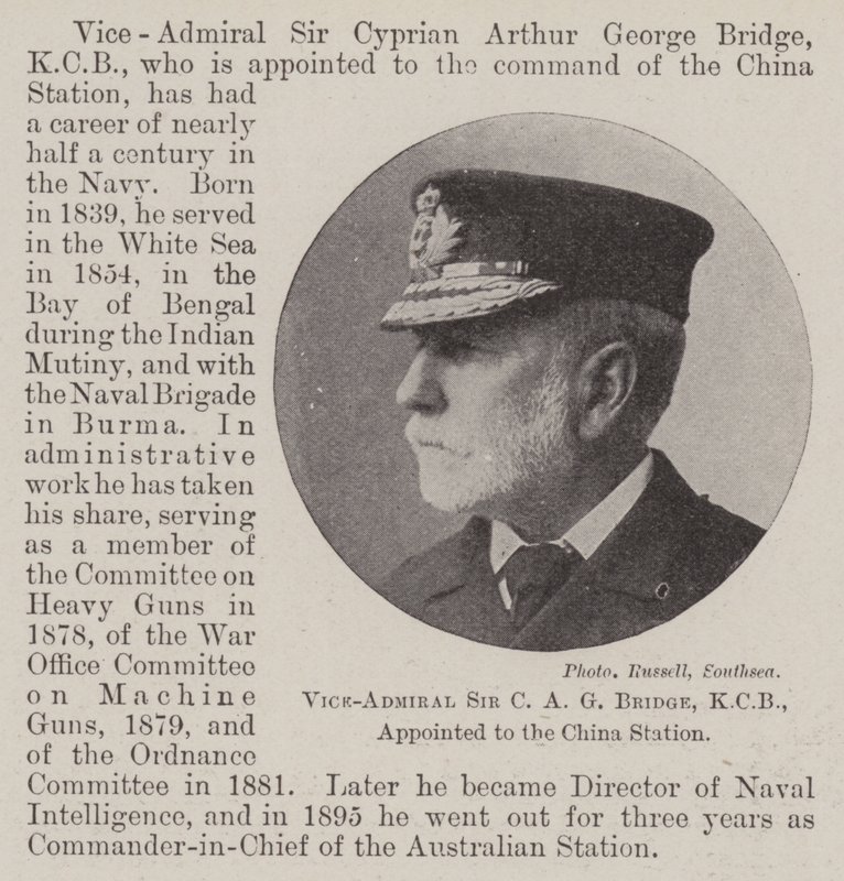 Viseadmiral Sir CA G Bridge, KCB, utnevnt til Kina-stasjonen av English Photographer