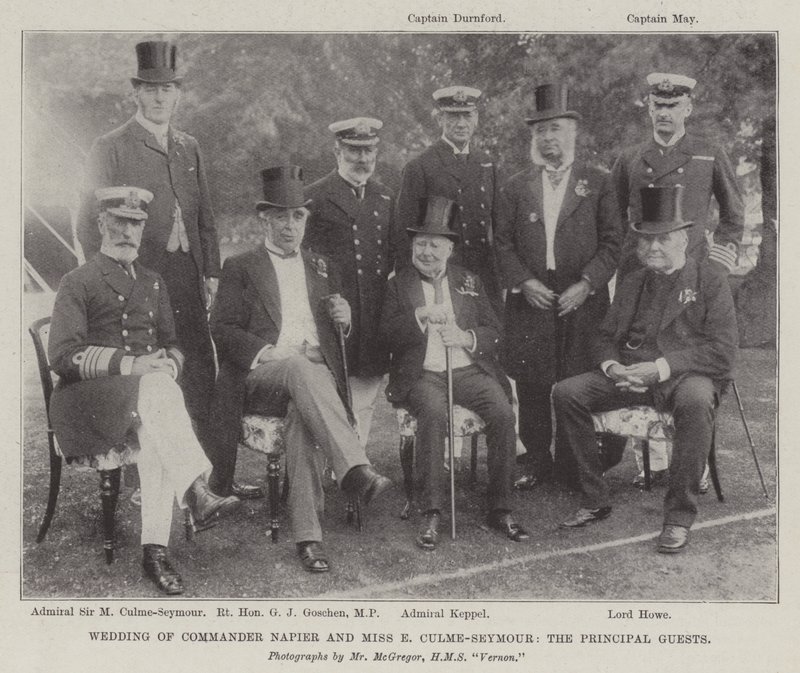Bryllup av kommandør Napier og frøken E Culme-Seymour, hovedgjestene av English Photographer