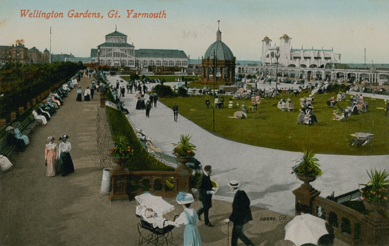 Wellington Gardens, Great Yarmouth. Postkort sendt i 1913. av English Photographer