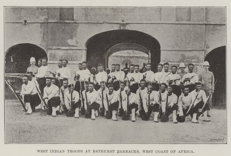 Vestindiske tropper ved Bathurst Barracks, Afrikas vestkyst av English Photographer