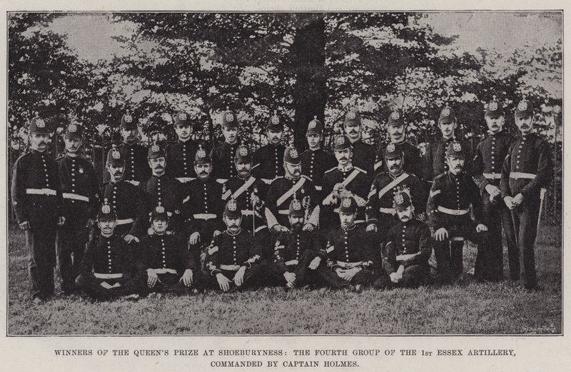 Vinnere av Queens Prize på Shoeburyness, den fjerde gruppen av 1st Essex Artillery, kommandert av kaptein Holmes av English Photographer