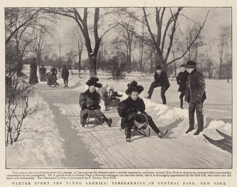 Vintersport for Young America, aking i Central Park, New York av English Photographer