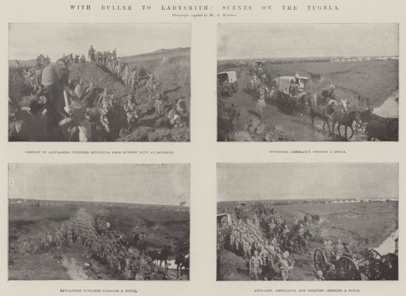 Med Buller til Ladysmith, Scener på Tugela av English Photographer