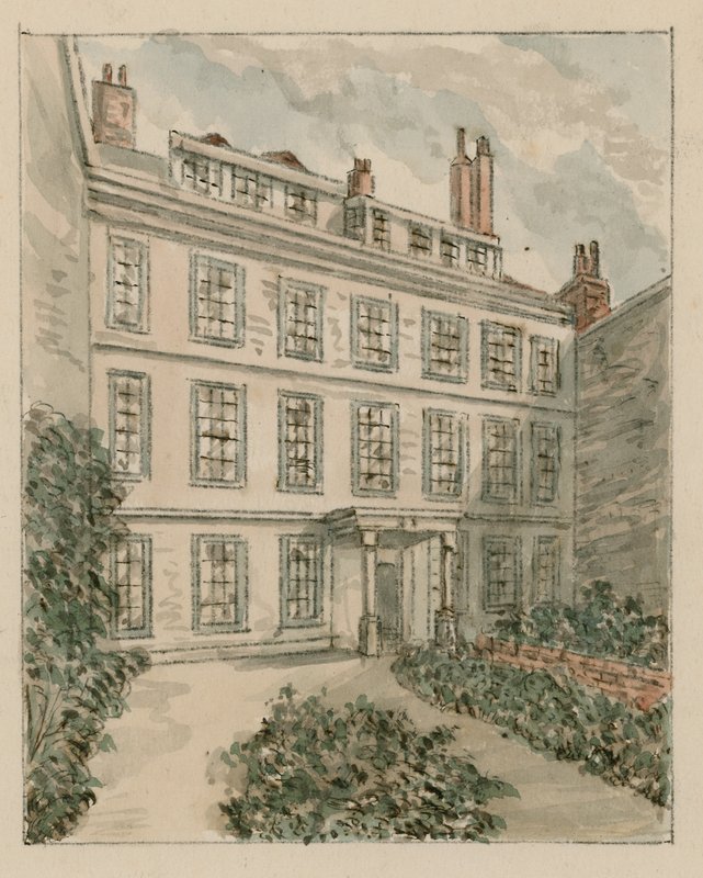 10 Nevills Court, Fetter Lane, Holborn, fra en skisse i 1890 (wc på papir) av English School