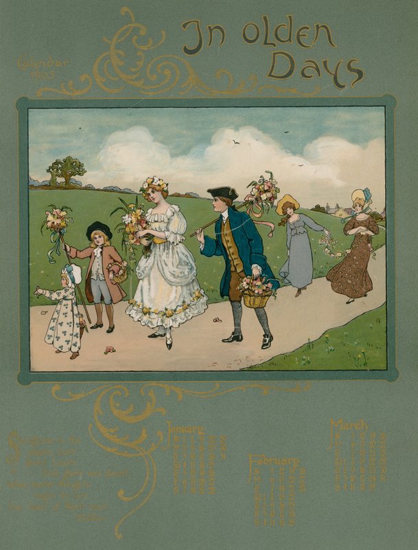 1905-kalender med vers av Alfred Austin av English School