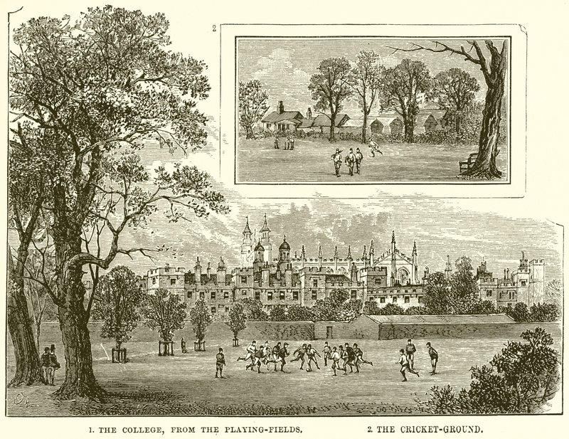 1. Høgskolen, fra spillefeltene. 2. Cricketbanen av English School
