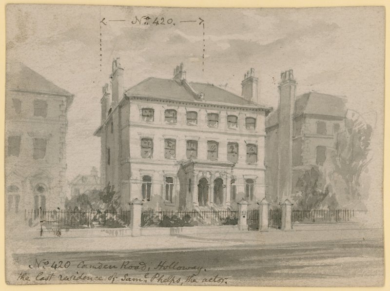 420 Camden Road, Holloway, den siste boligen til Samuel Phelps, skuespilleren (wc på papir) av English School