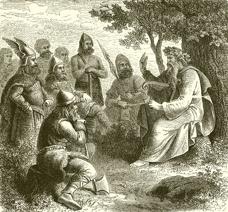 En bard som synger gjerningene til Teuton Warriors av English School