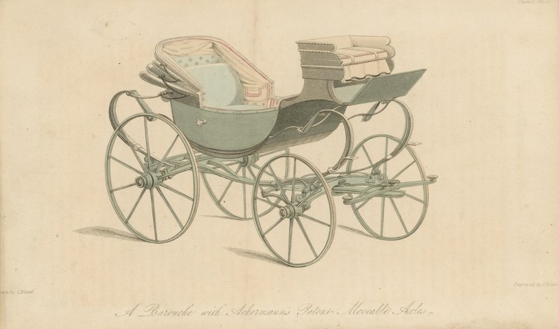 En barouche med Ackermans patenterte bevegelige aksler av English School