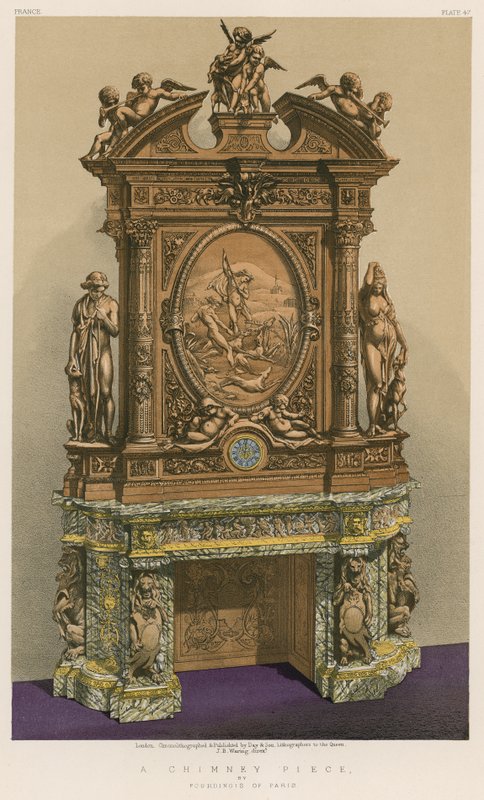A Chimney Piece av Fourdinois fra Paris av English School
