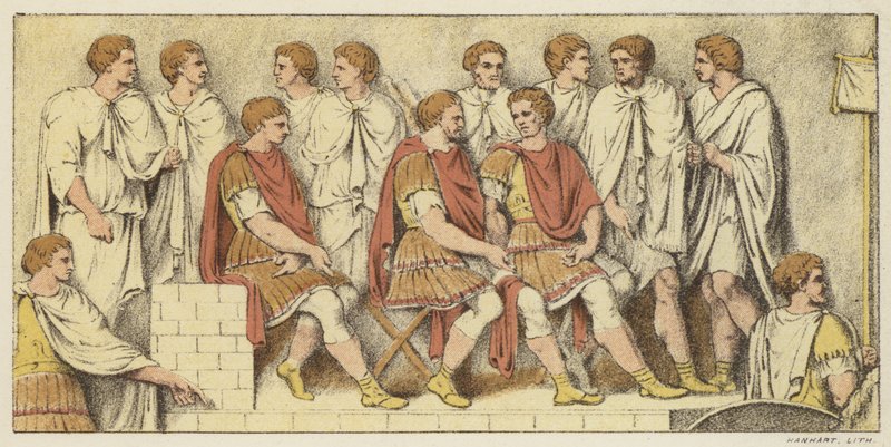 A Council of War (farge litho) av English School