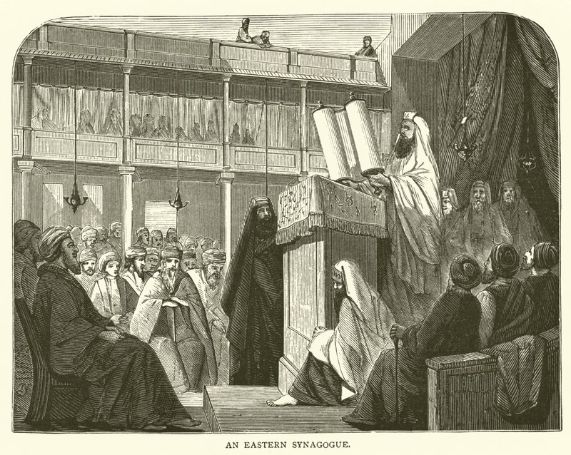 En østlig synagoge (gravering) av English School