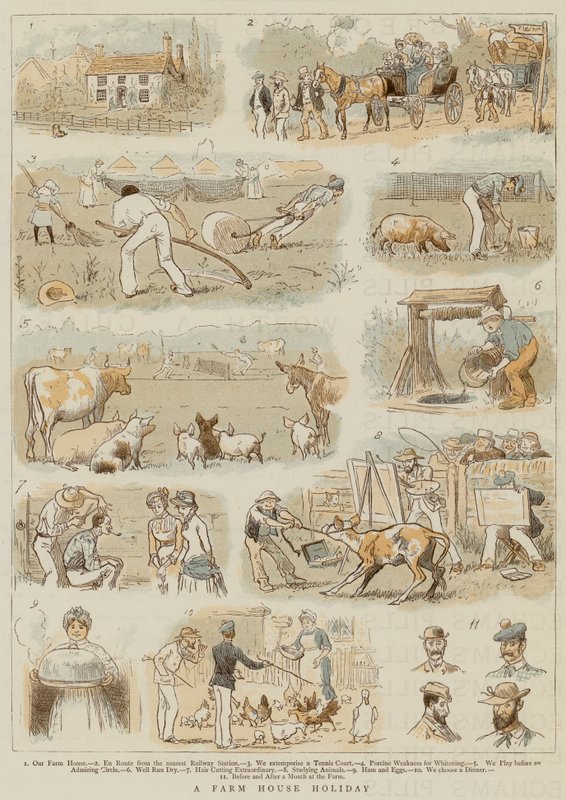 A Farm House Holiday (farge litho) av English School