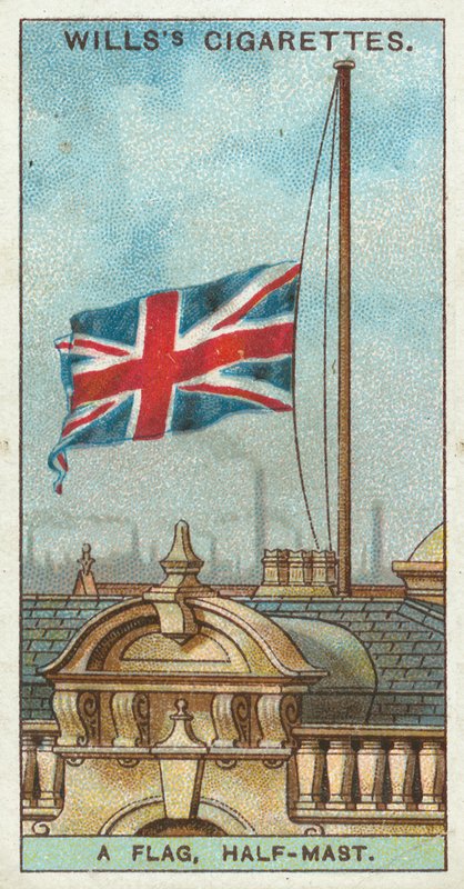 Et flagg, halv stang av English School
