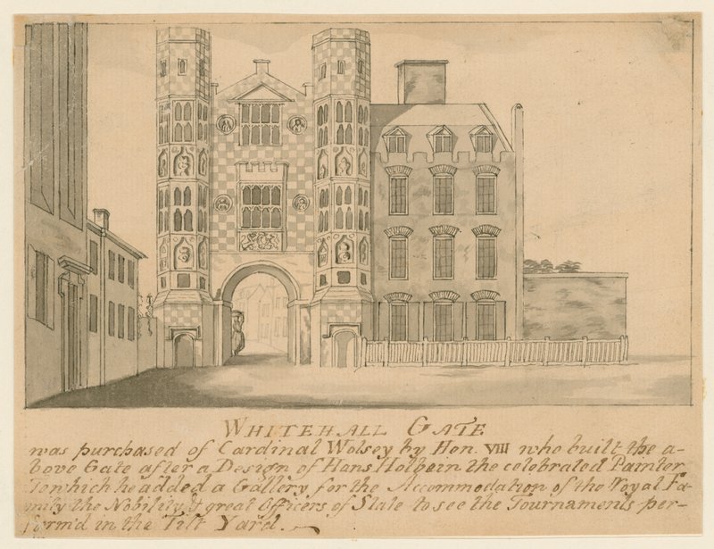 En port som tilhører det gamle palasset i Whitehall av English School