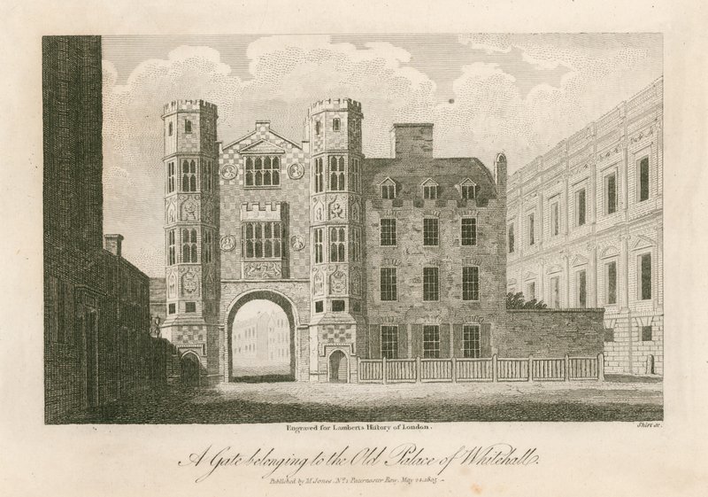 En port som tilhører det gamle palasset i Whitehall av English School