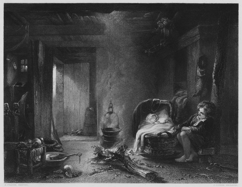 A Highland Cottage, fra bildet i Vernon Gallery (gravering) av English School