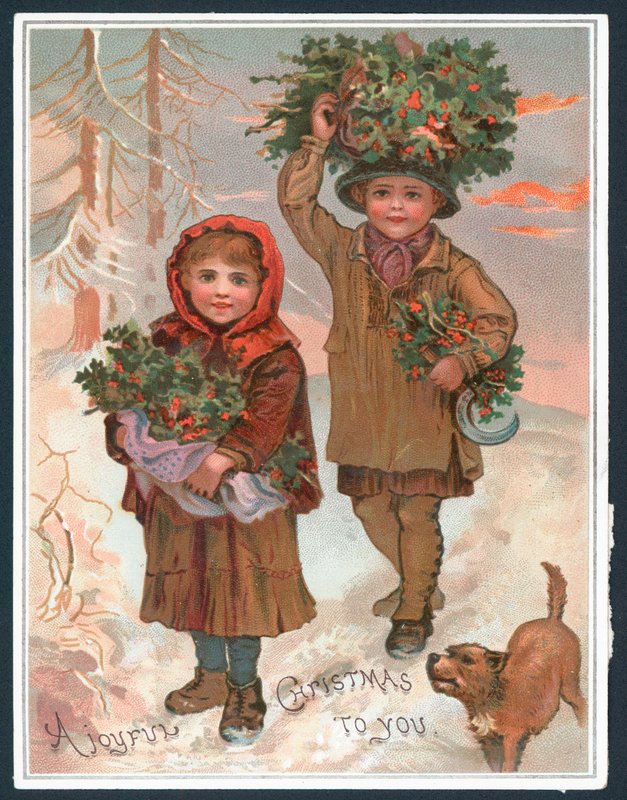En gledelig jul til deg - viktoriansk julekort av English School