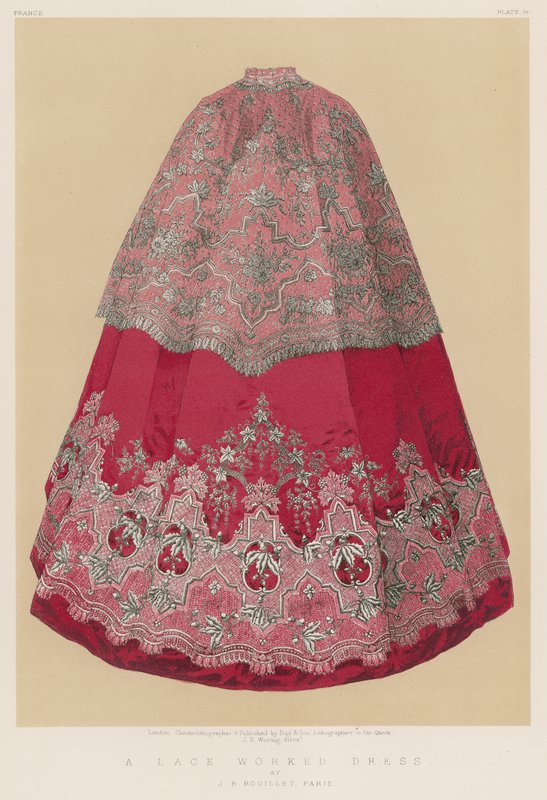 A Lace Worked Dress fra J B Bouillet, Paris av English School