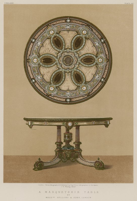 A Marqueterie Table av Mrs Holland and Sons, London av English School