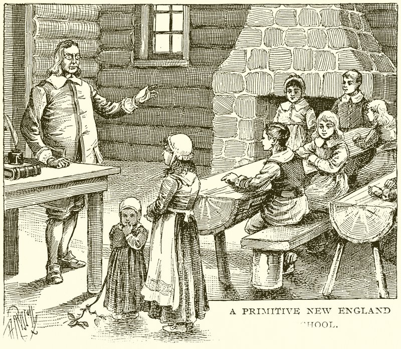 En primitiv New England-skole av English School