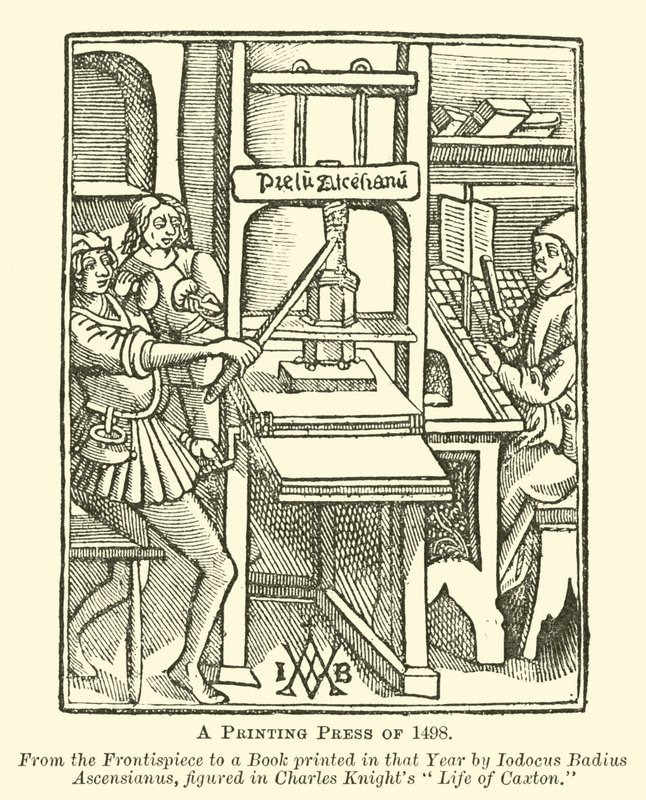 En trykkpresse fra 1498 av English School