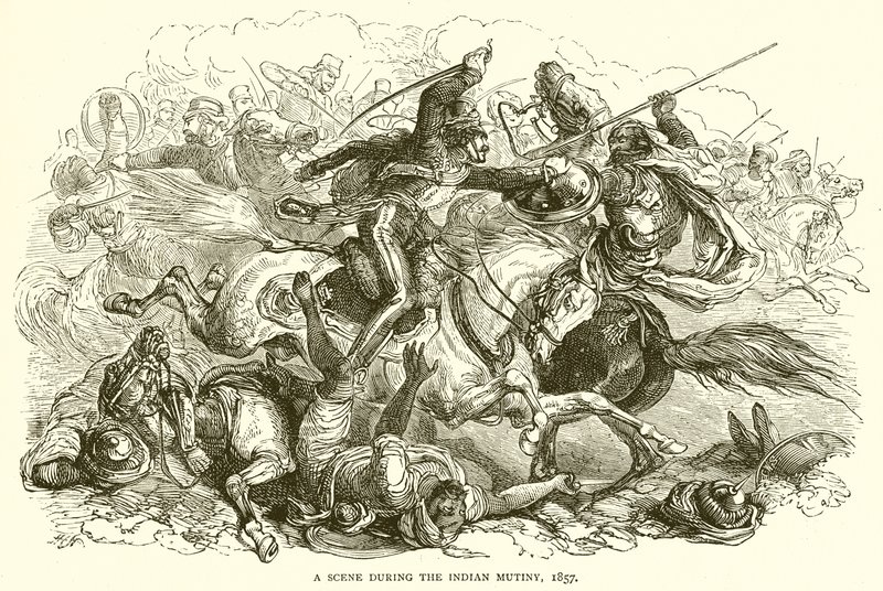 En scene under det indiske mytteriet, 1857 av English School